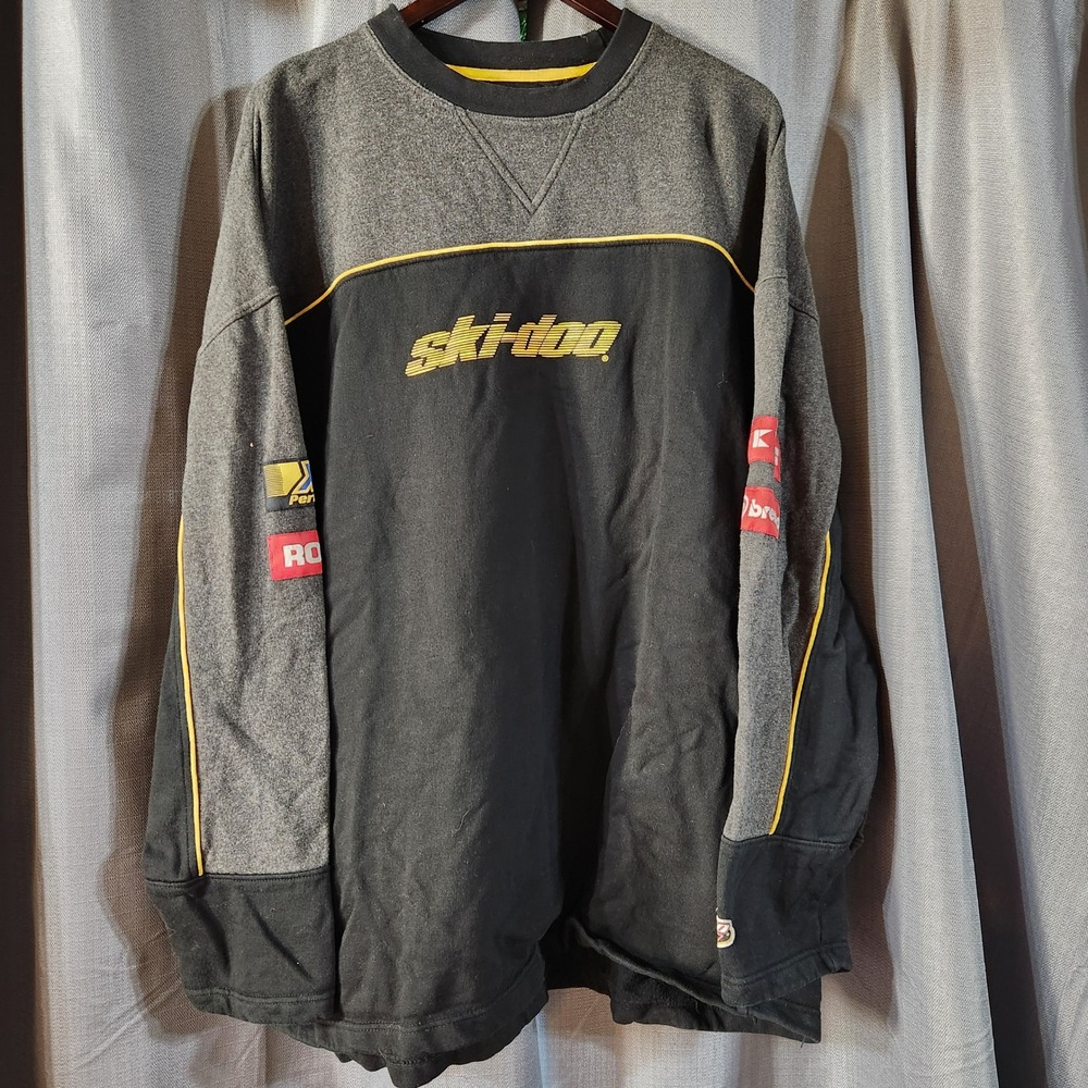 Vintage Ski-Doo Mens 3XL Long Sleeve Racing Shirt Jersey Black Grey Rotax BRP